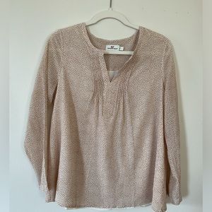 Vineyard Vines Polka Dot Blouse Silk Cotton Cream Tan Size Small